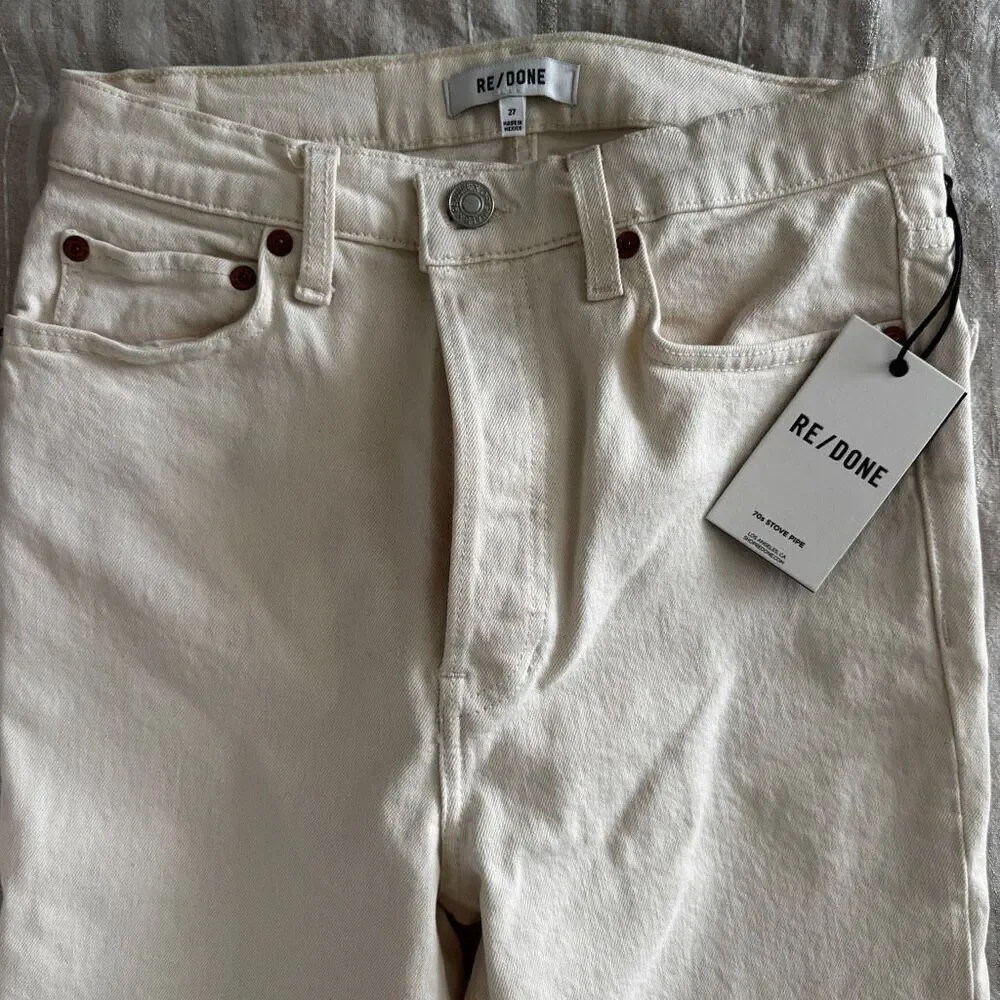 Re/Done 70’s Stove Pipe Straight Leg Jeans 27 White